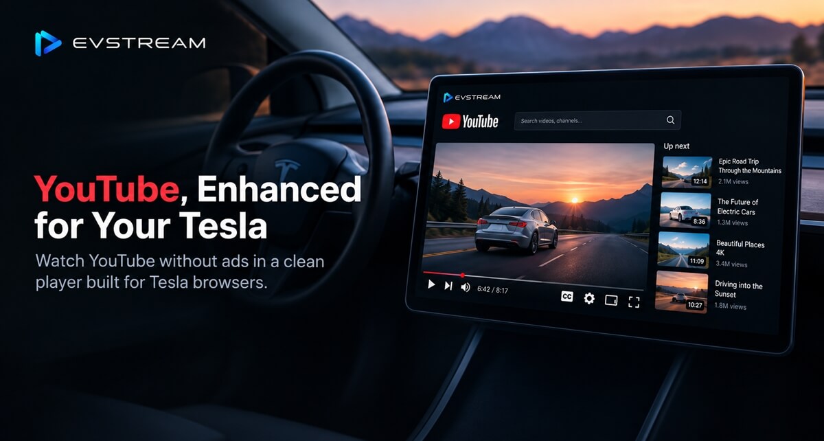 EVStream YouTube update with search suggestions, playlists and Flex Mode